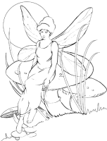 A coloring page of elves